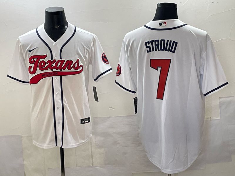 Men 2025 Houston Texans #7 Stroud White Joint Name Nike Limited NFL Jersey style 04